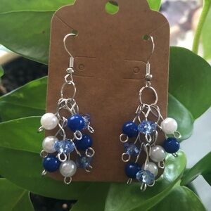 Blue Cluster Dangle Earrings - Women Jewelry